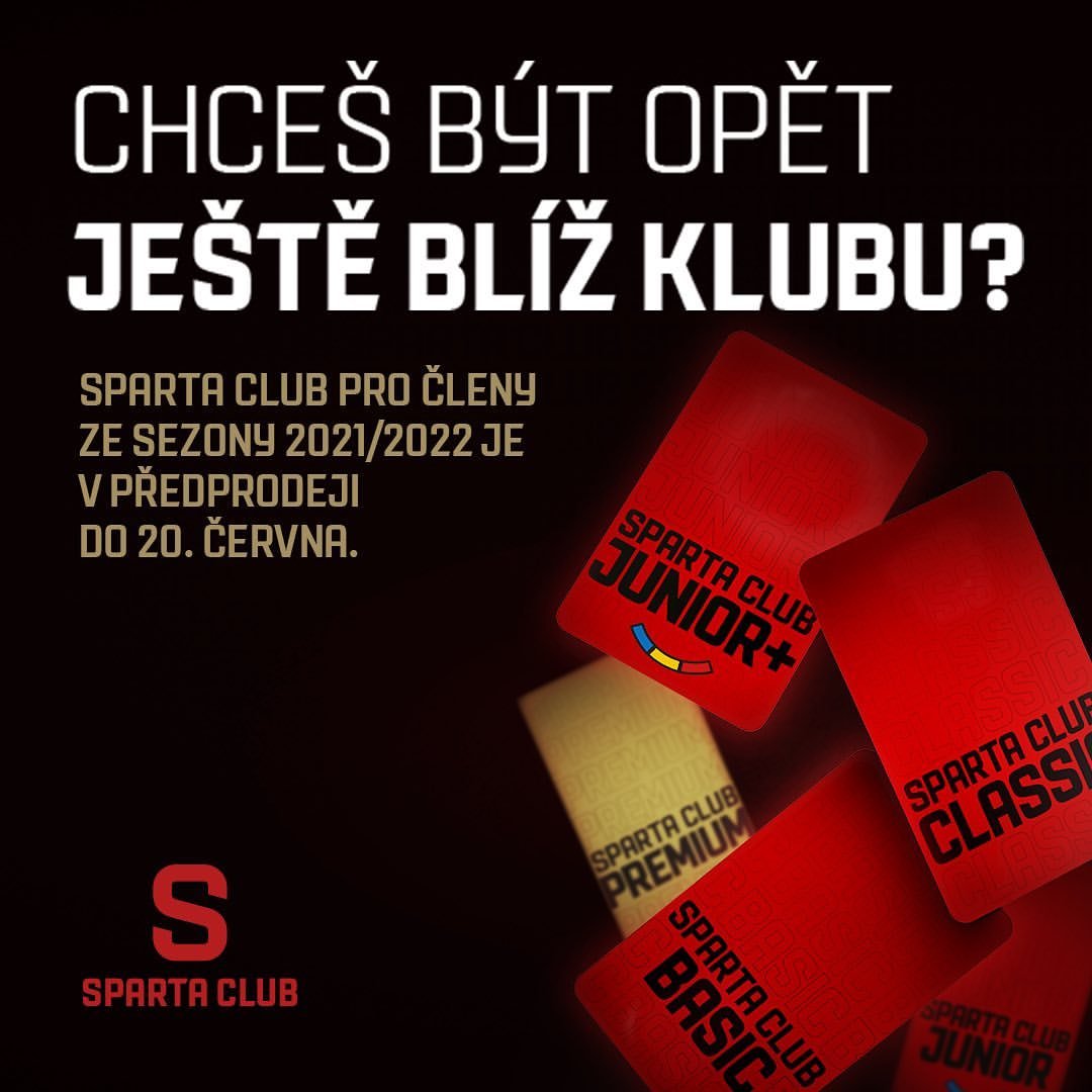 ??❤️ SPARTA CLUB | Buďte Spartě nablízku i v novém ročníku! ?

Předprodej pro členy ze sezony 2021/22 začíná už dnes v poledne a probíhá do 20. června. Volný prodej bude spuštěn 21. června. Veškeré další informace najdete v článku na webu ACS. #acsparta